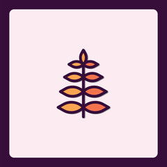Stylized botanical plant icon with organic shapes and warm color palette