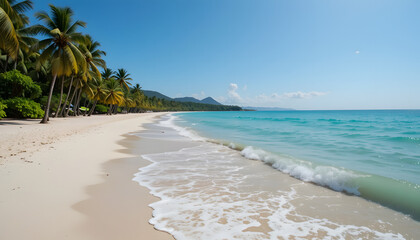 Tropical Beach Paradise With Palm Trees