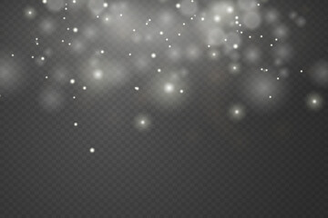 Flash of white dust and star, light effect of flying dust and shine. On a transparent background.