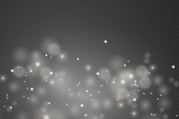 Flash of white dust and star, light effect of flying dust and shine. On a transparent background.