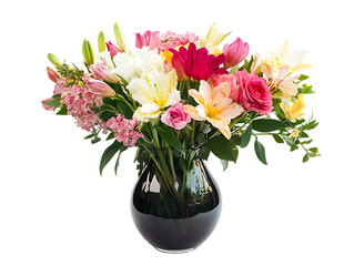 Fototapeta premium Beautiful bouquet of mixed flowers in a vase