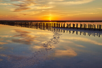 Pastel Sunset Reflected in Pink Salt Lake