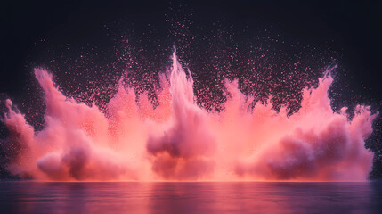 Fototapeta premium Thousands of pink particles assembling into a wave-like formation