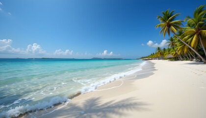 Tropical Beach Scene With Palm Trees And Turquoise Water