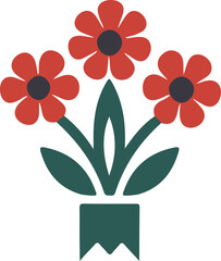 Simple Flower Bouquet Sticker Illustration