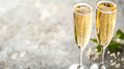 Celebration with sparkling drinks in elegant glasses on a festive table setting for a special occasion