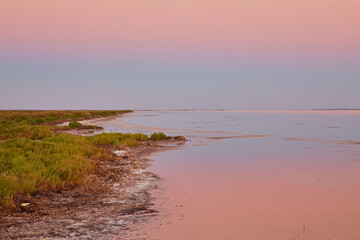 Pink Salt Lake at Dusk