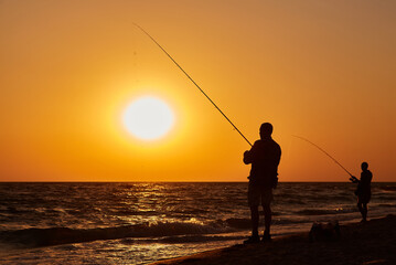 Sunset Fishing on the Beach