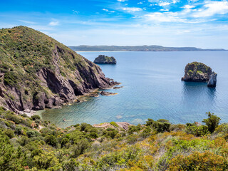 Fototapeta premium Views of coast and small islets Sardinia island, Italy