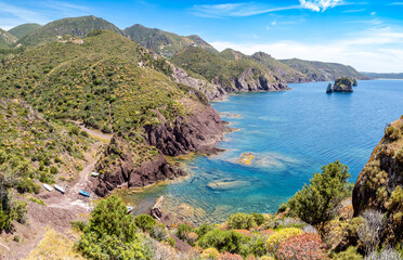 Obraz premium Views of coast and small islets Sardinia island, Italy