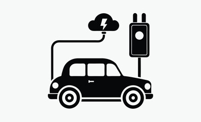 electric vehicle charger icon, electric vehicle charging icon, EV station vector illustration