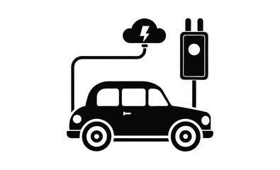 electric vehicle charger icon, electric vehicle charging icon, EV station vector illustration