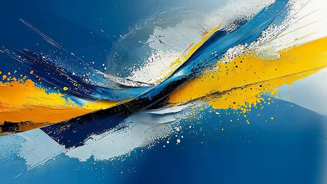 Abstract Blue and Yellow Swirls: A Dynamic Canvas of Color and Movement
