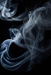 intricate smoke swirls dancing elegantly rich dark background creating luminous aesthetic mysterious forms patterns, aerial, ambiance, abstract, atmospheric