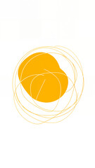 Minimalist abstract illustration of a yellow sun with chaotic black lines surrounding it, creating a dynamic and artistic composition.