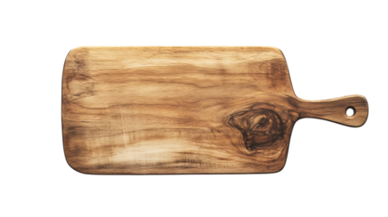 Wooden cutting board with handle, top view