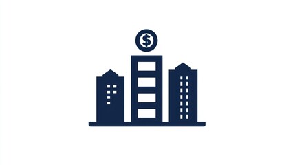 Obraz premium City Buildings with Money Icon, Business Growth, Investment