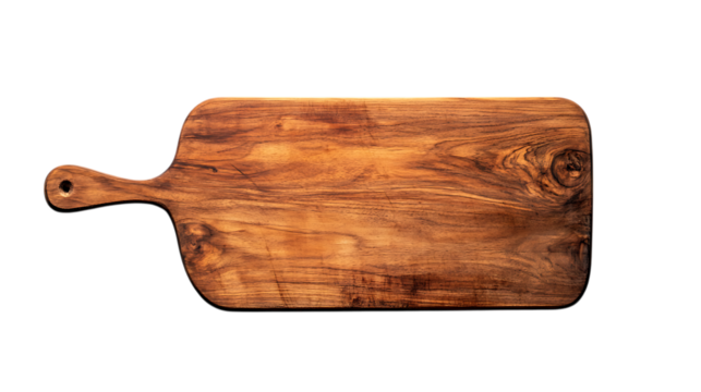 Rectangular olive wood cutting board with handle