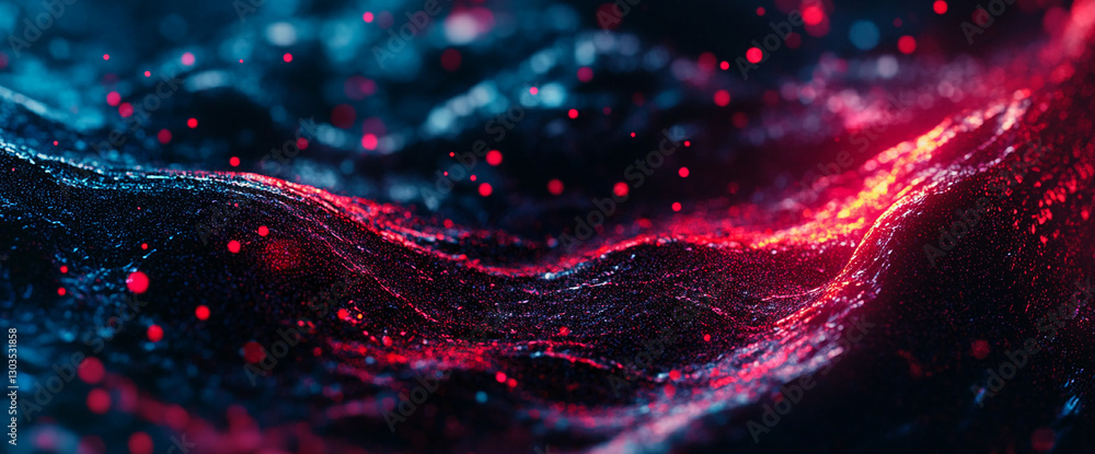 Aufkleber Abstract image of a dark, textured surface illuminated with red and blue light, creating a dynamic and energetic visual effect, showcasing depth and movement