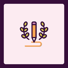Pencil icon encircled by laurels symbolizing writing excellence and achievement