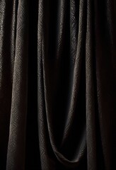 Fototapeta premium close image richly textured dark fabric drapes capturing depth texture soft lighting, plush, material, cloth, background, pattern, folds, details, woven