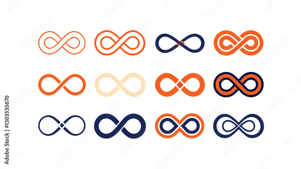Aufkleber a collection of infinity symbol variations in different colors and styles. these include simple outl
