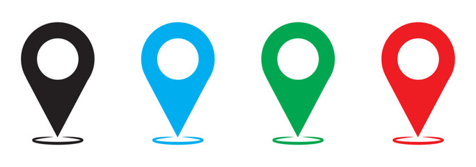 
location icon set map pointer pin sign symbol red black outline destination icon place address navigation locator sign vector illustration