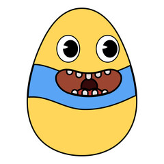 Groovy Easter egg cartoon vintage style, Happy Easter. Characters egg
