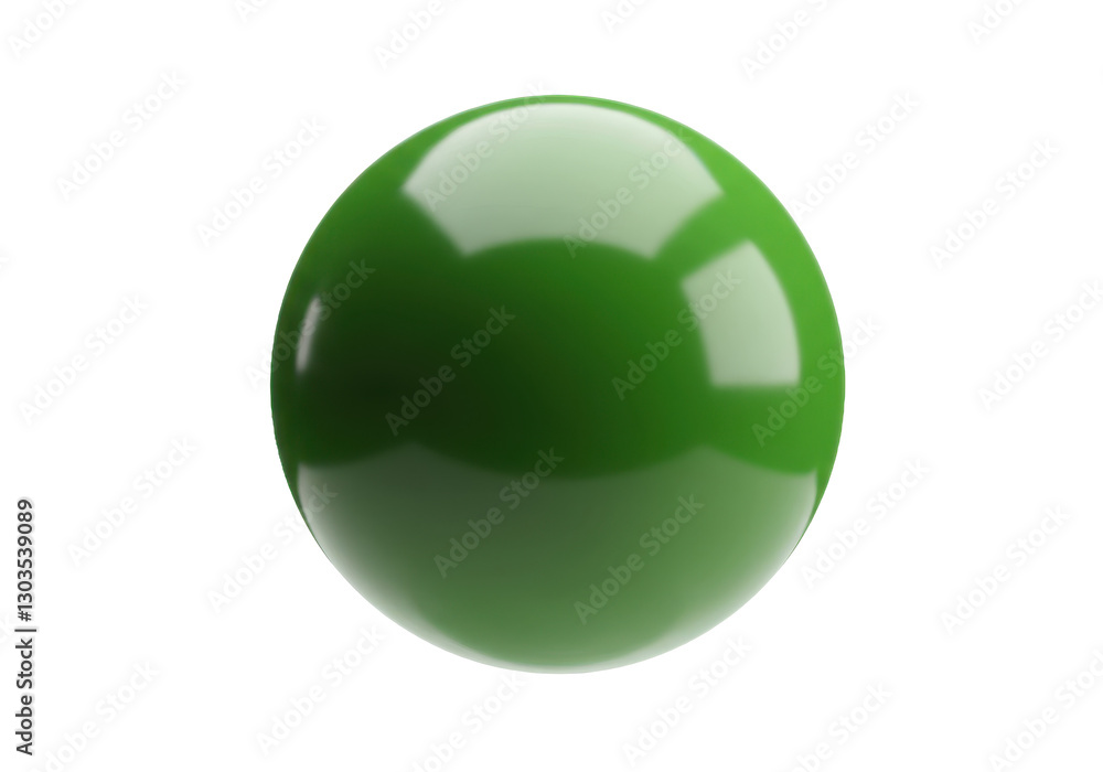 Poster a perfect smooth glossy green sphere with a gradient shading effect isolated on transparent backgrou