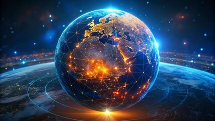 Obraz premium Earth from space showing international network representing communication, travel and connections. 3D illustration.