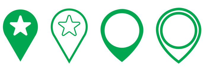 Set of location pin icons. Map marker pointer symbols, GPS location. Navigation map, location navigation icon, geo location point. Vector.