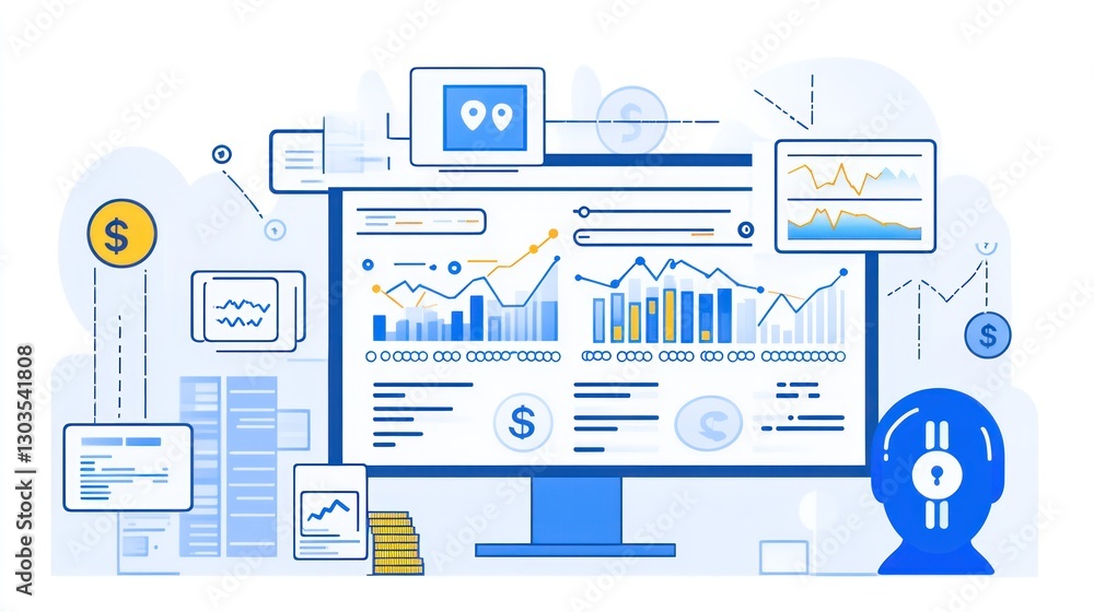 Poster business dashboard display showing growth and analysis. possible use stock photo for business articl