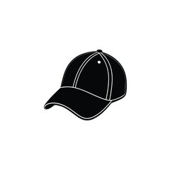 baseball cap silhouette vector illustration on white background.