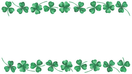 Fototapeta premium Watercolor Clover Illustration Frame. Hand painted watercolor clover leaf frame. Perfect for St. Patrick's Day, kids parties.