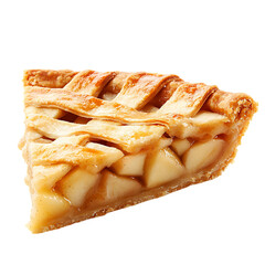 A slice of delicious apple pie with a lattice crust.