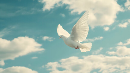 sky funeral background including a white dove and text copy space