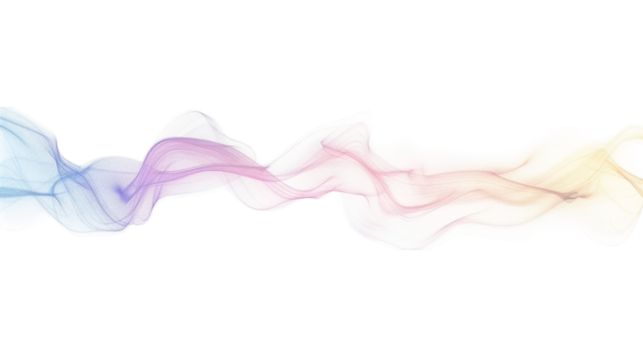 Rainbow-colored streaming smoke wave isolated on white