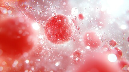 Red Cells in Liquid Medium with Water Drops, Microscopic View