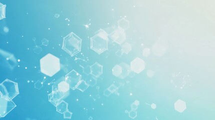 Abstract hexagons, light blue, scientific background, futuristic