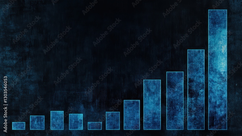 Aufkleber growing bar graph on dark background. possible use business presentation slide