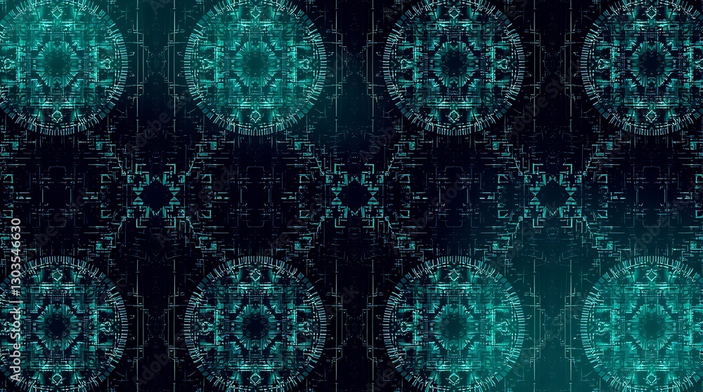 Poster mystic geometric pattern: a captivating display of intricate geometric patterns and circular motifs,