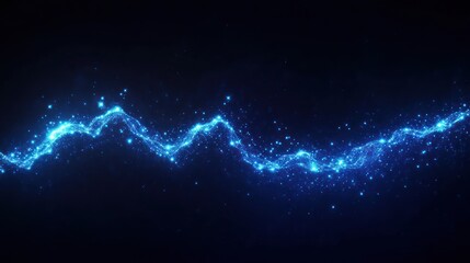 Abstract glowing blue wavy lines on dark background