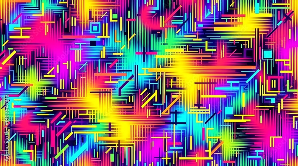 Poster abstract circuitry: a vibrant and intricate illustration of abstract circuitry, radiating a kaleidos