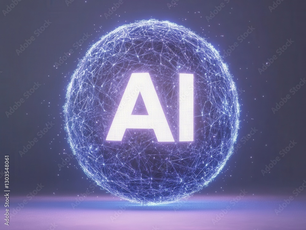 Aufkleber glowing sphere symbolizing artificial intelligence with network connections