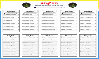Simple sentence tracing worksheets for children