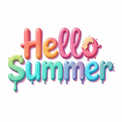 Hello Summer! Colorful Summer Greetings isolated on white background