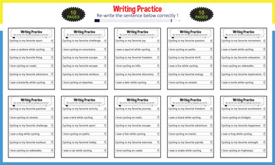 Simple sentence tracing worksheets for children