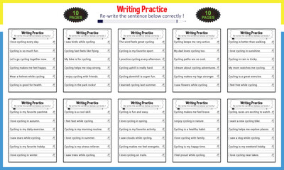 Simple sentence tracing worksheets for children