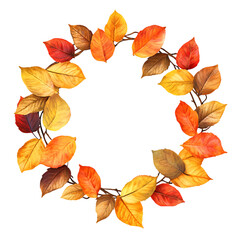 Obraz premium Autumn leaves wreath, fall foliage circle frame.