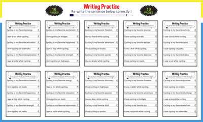 Simple sentence tracing worksheets for children